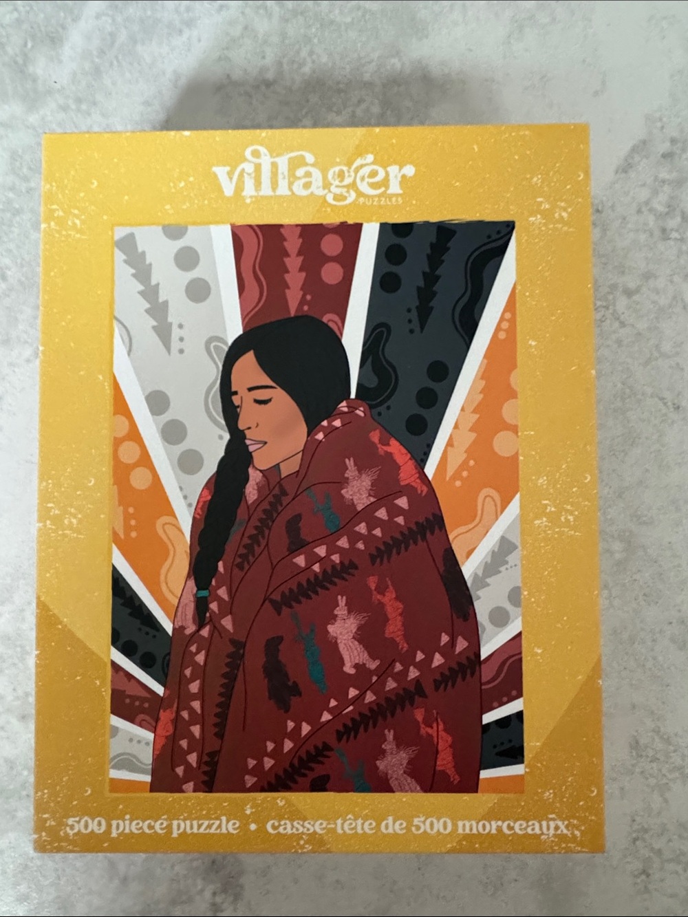 villager Yellow Box Native Woman Illustration Puzzle